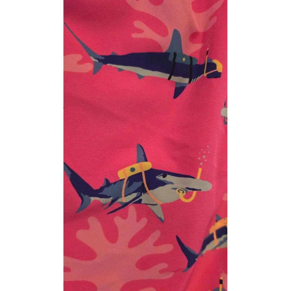 Chubbies Mens Pink Scuba Sharks Swim Trunks XL preppy coastal Beachy vacation